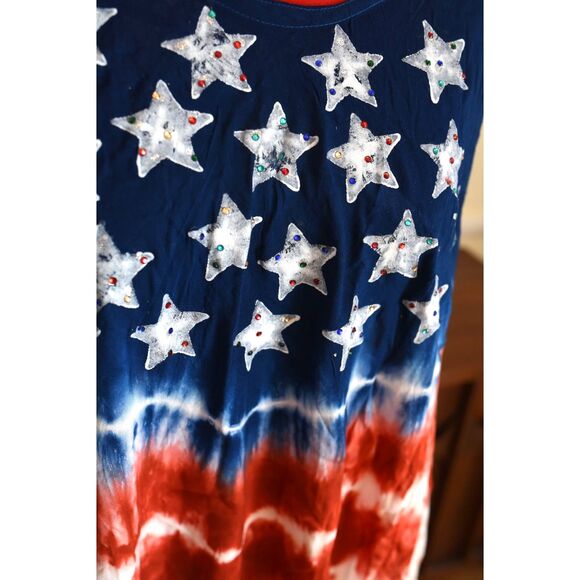 Free Size America USA Red White Blue Stars Stripe Tunic - Picture 6 of 9